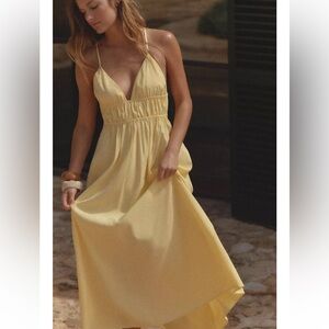 Zara NWT flowy midi dress yellow 4772/365